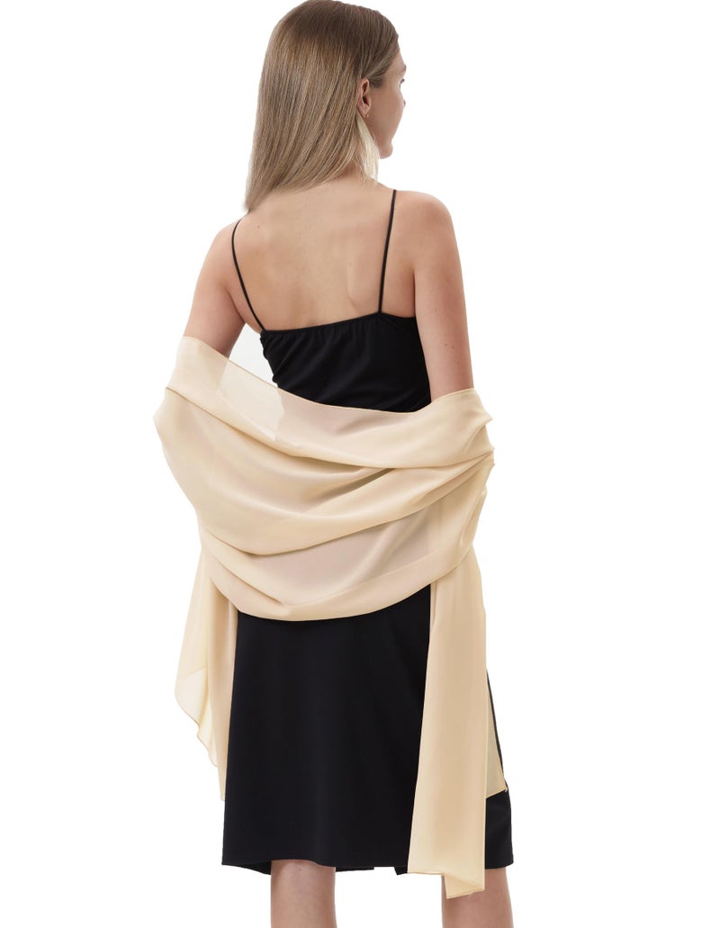Hotshawl Chiffon Shawls and Wraps for Evening Dresses Women Elegant Soft Scarf Bridal Scarve Wedding Stole (Champagne(chiffon), One Size) - Image 3